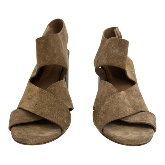 Vince Womens Size 8.5 Tan Suede Criss Cross Sling Back Heels Minimalist Neutral - Picture 3 of 8